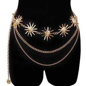 Fashion Women’s Accessories Trendy Jewelry Non Tarnish Gold Plated Waist Necklaces Chain 28 Inches Sexy Body Chain for Women