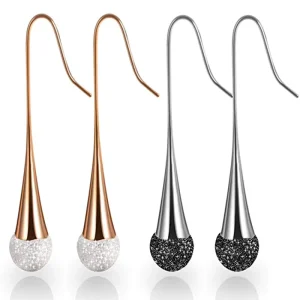 Fashion Womens Earrings High Polish Smooth Drop Water Jewelry Earring Stainless Steel Gold Color Black Rose Gold Earrings