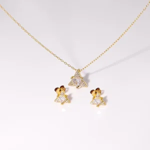 Fashion Women’s Fine Jewelry Set 925 Sterling Silver 18K Gold Plated Moissanite Geometric Necklace Earring