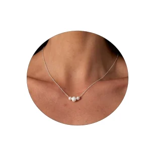 Fashion Women’s Jewelry 3 Mix Sizes Freshwater Cultured Pearl Silver Plated AAAAA Grade White Charm Choker Necklace Gift