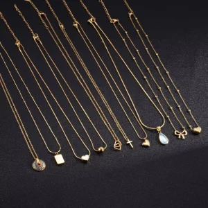 Fashion Women’s Jewelry Simple Heart shaped Letter Square Water Drop Bow Heart Stainless Steel Necklace 18K Necklace Women