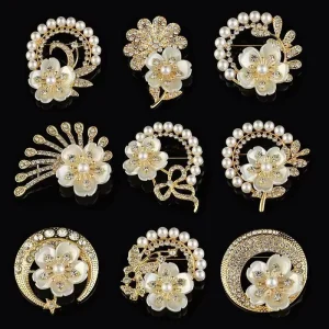 Fashion Zinc Alloy Gold Designer Brooches Flower Brooch Brooches for Women