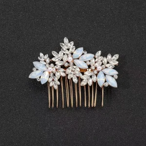 Fashion Zircon Claw Setting Bridal Headdress Metal Wedding Accessories Silver Plated Hair Comb