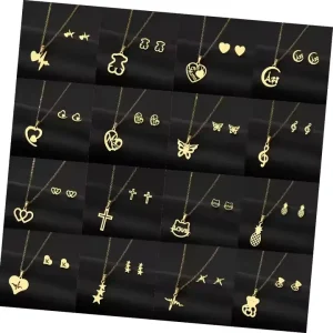 Fashion and Trend Women’s Stainless Steel Jewelry Earrings Necklace Set Simple Jewelry Set for Women