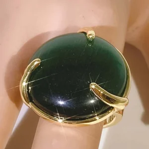 Fashionable 18K Gold Jewelry Sets Green Round Ear Rings Jewelry Set High-End Bridal Costume Accessories VC0264