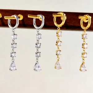 Fashionable 18K Gold Plated Stainless Steel Teardrop Shaped Hoop Earrings Women’s Jewelry Gift