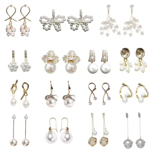 Fashionable Accessory Pearl Stud Earrings Set for Women Retro Pearl Stud Earrings for Women