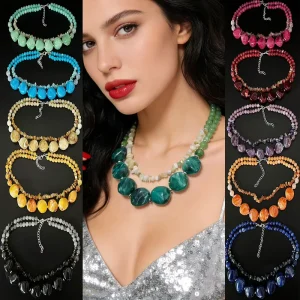 Fashionable Acrylic Irregular Jewelry Double layer Collarbone Chain Vacation Style High end and Niche Necklace