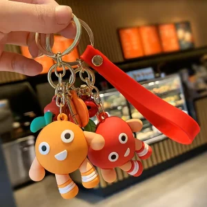 Fashionable Avocado Orange Lemon Key Chain Pendants PVC Key Chains Animal Key Rings 3D Cartoon Custom Eco-friendly