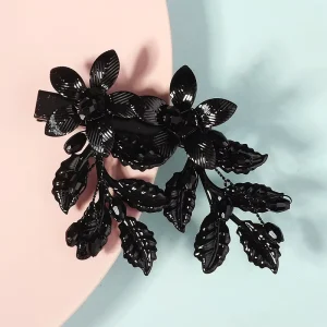 Fashionable Black Handmade Hair Clip Versatile Leaf Women’s Headwear for Daily Use Party and Banquet Costume Matching