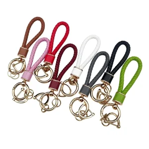 Fashionable Braided Metal Anti loss Keychain Pendant Luxury Personalized Cute Womens Car Key Ring Bag Charm for Keys