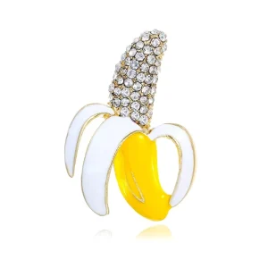 Fashionable Brooch Cute Banana Inlaid Rhinestone Brooch Personalized Clothing Accessories