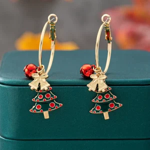 Fashionable Christmas Nutcracker Wreath Clay Christmas Tree Snowflake Fox & Pumpkin Themed Ladies Bead Earrings for Women