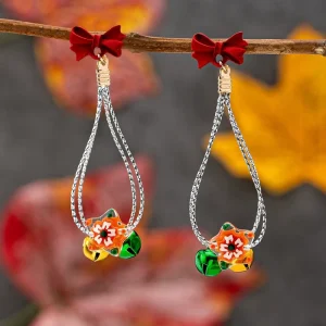 Fashionable Christmas Nutcracker Wreath Clay Christmas Tree Snowflake Fox & Pumpkin Themed Ladies Bead Earrings for Women