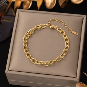 Fashionable Colorfast Iron Natural Stone Bracelet for Women Versatile Instagram Style Jewelry Chic High End Gift