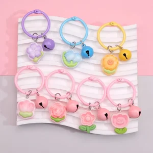 Fashionable Colorful Flower Bell Keychain Handmade Small Fresh Cute Keychain Bag Decoration DIY Accessories