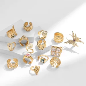Fashionable Costume Diamond Gemstone 1 Gram 18k Gold Latest New Model Wedding Zircon Rings Jewelry Designs