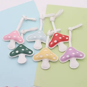 Fashionable Cute Mushroom Bag Pendant Accessories Multi Colored PU Leather Fashion Bag Charms Cute Mushroom Handbag Pendant