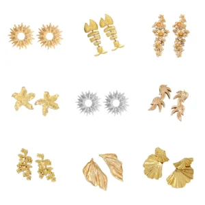 Fashionable Earrings with Multiple Shapes Gold-plated Stainless Steel