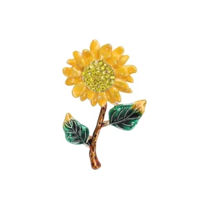 Fashionable Enamel Botanical Brooches Cardigans and Accessories Elegant and Fresh Sunflower Brooches for Sweaters