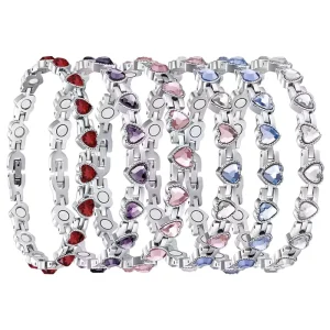 Fashionable Exquisite 316L Stainless Steel Silver Plated Geometric Trendy White Crystal Women’s Adjustable Chain Link Bracelet