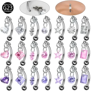 Fashionable Exquisite and Shiny Titanium Alloy Internally Threaded Zircon Pendant Eyebrow Nails Body Piercing Jewelry