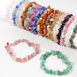Fashionable Gemstone Elastic Multiple Colors Crushed Stone Natural Crystal Stone Bracelet Suitable for Men and Women
