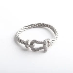 Fashionable Geometric Silver plated Zircon Charm Bracelet with Micro Insert Unisex Couple Jewelry