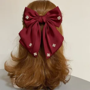Fashionable Girls Hair Decorations Colorful Satin Bowknot Hair Clips Barrette European Style Made of Alloy and Plastic