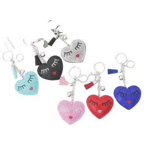 Fashionable Glitter Rhinestone Keychains Cute Crystal Diamond Love Heart Tassel Key Chain Accessories