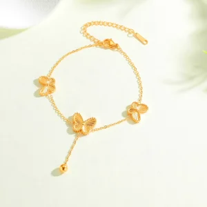 Fashionable Gold Plated Anklets for Women Sweet Pretty Gold Butterfly Anklet 18k Gold Plated Jewelry