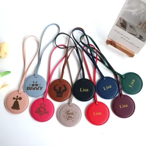 Fashionable Handbag Pendant Charms PU Leather Round Women Gift Bag Charms Luggage Tags