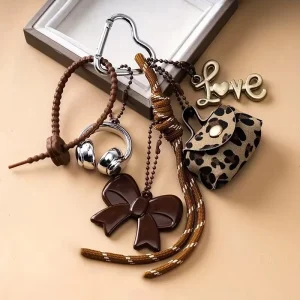 Fashionable Heart shaped Bag Charm Braided Rope Key Ring Versatile Charm Backpack Decoration Accessory Party Gifts G26 96