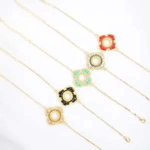 Fashionable High-end Customized Personalized Jewelry Beads Flower Charm Rhinestone Tennis Chain Bracelet Factory Direct Sales
