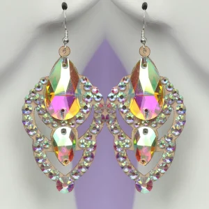 Fashionable Hollow Shiny Crystal Diamond Chandelier Pendant Earrings Very Light for Women for Dance Parties and Shows