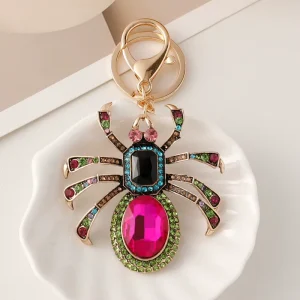 Fashionable Insect Metal Keychain Sparkling Crystal Rhinestone Spider Keychains