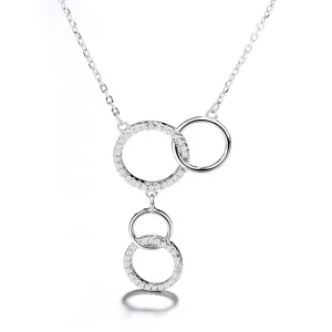 Fashionable Interlocking Chic Circles Silver Jewelry Necklace
