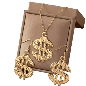 Fashionable Jewelry Dollar Earrings Necklace Money S shaped Necklace Atmospheric High end Pendant Earrings Necklace