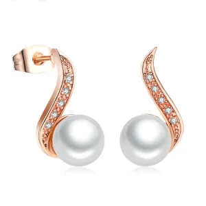 Fashionable Jewelry Top Quality CZ Cubic Zirconia 9mm Imitation Pearl Stud Earring for Women Girl E273 M