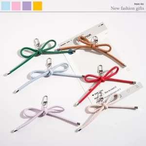 Fashionable Keytag Charms New Design PU Leather Bow Charms Popular Bow Keyholder