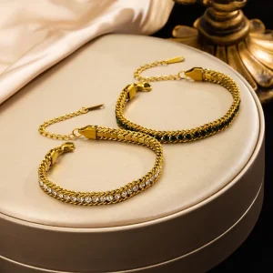 Fashionable Lady’s Colored Zircon Fashion Bracelet Stainless Steel Bracelet Factory