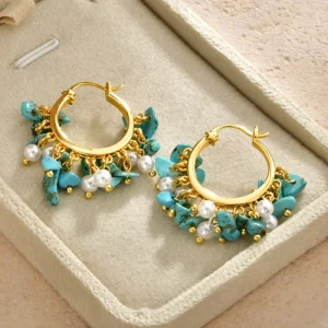 Fashionable Luxurious Retro 14K Gold-plated Ear Studs with Unique Design