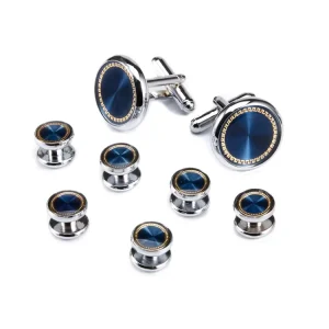 Fashionable Men’s Brass With Gold Plated Onyx Cufflinks Shirt Studs