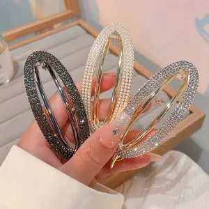 Fashionable Metal Rhinestone Hair Clips Golden Diamond BB Clip Women Hair Accessories