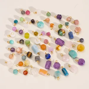 Fashionable Natural Stone Pendant Colorful Stone Pendant Accessory Stainless Steel DIY Necklace Jewelry Charm