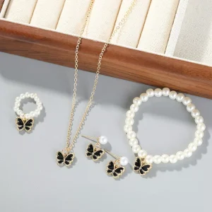 Fashionable O Chain Earrings Necklaces and Bracelets Set Jewelry Sets for Women