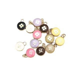 Fashionable Oil Accessory Four Leaf Clover DIY Zircon Alloy Gold Plated Party Pendant Charm for Necklace Bracelet Earrings