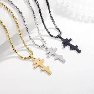 Fashionable Personalized Stainless Steel Cross Necklace Christian Crucifix Pendant Church Necklace