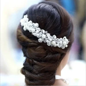 Fashionable Plastic Rhinestone Crystal Hair Chain Wedding Headpiece Party Accessory for Bridal Pearl Headwear Headband Elegant