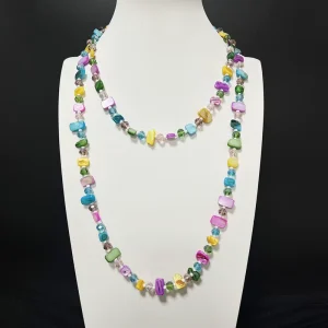 Fashionable Retro Bohemian Style Colorful Natural Shell Long Necklace Niche and Versatile Bead Beach Vacation Jewelry